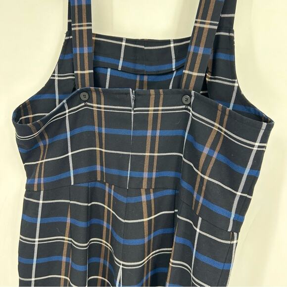 Zara Plaid Wide Leg Trouser Jumpsuit Overalls Pinafore Blogger Favorite Size S - Picture 6 of 8